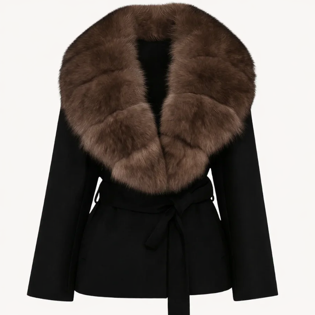 Imperia Fur-Collar Coat – Black