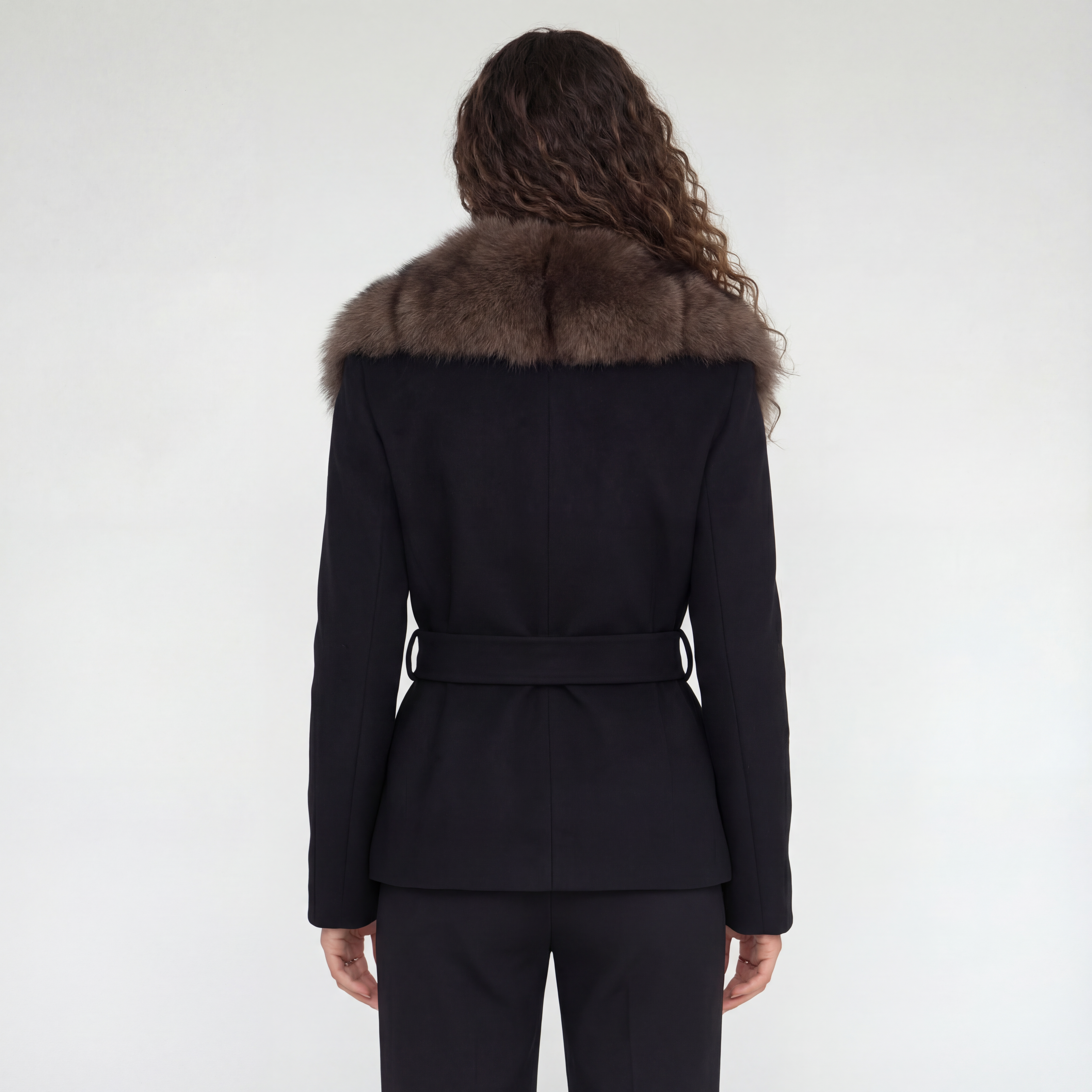 Imperia Fur-Collar Coat – Black