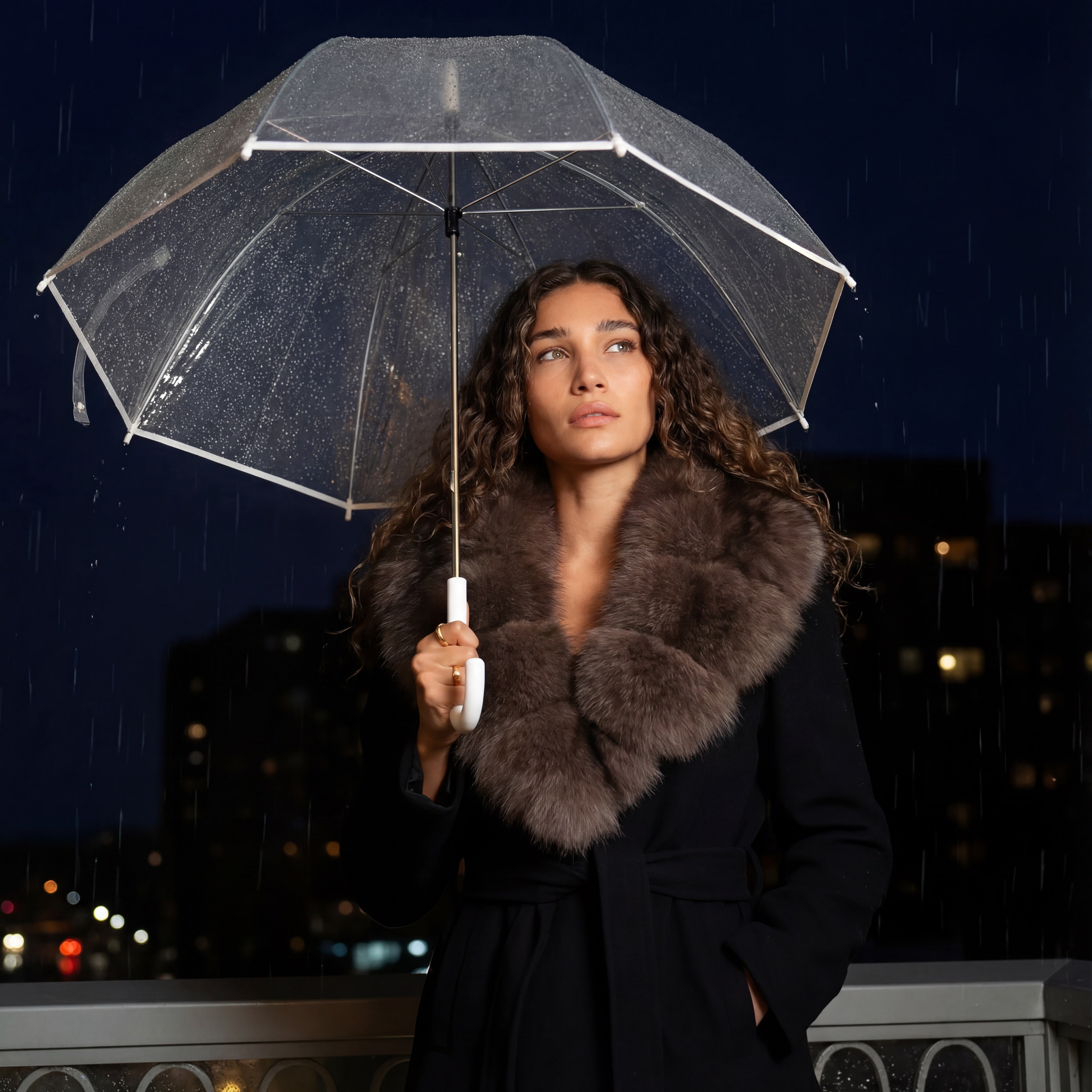 Imperia Fur-Collar Coat – Black