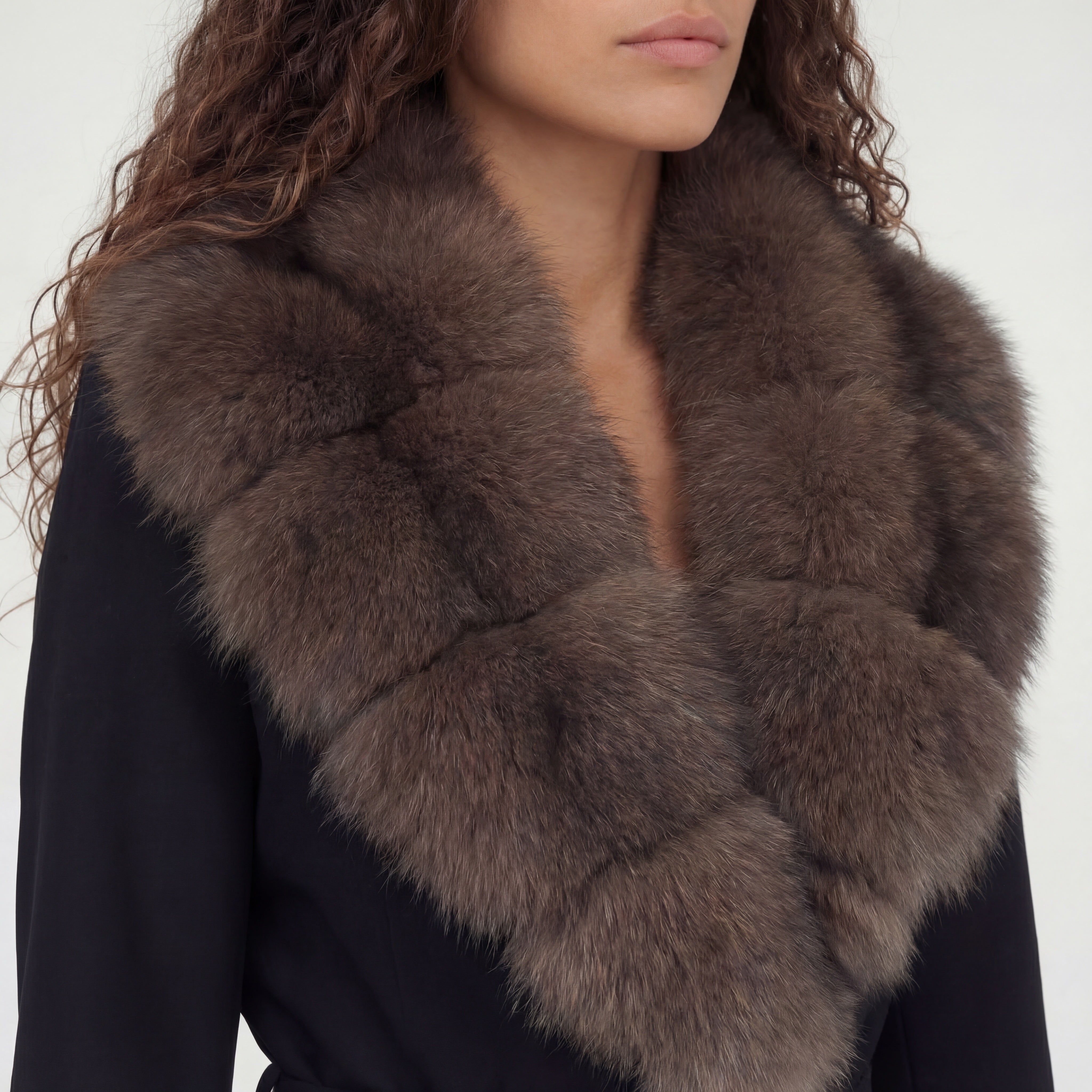 Imperia Fur-Collar Coat – Black